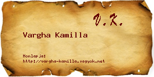 Vargha Kamilla névjegykártya
