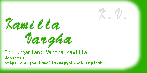 kamilla vargha business card